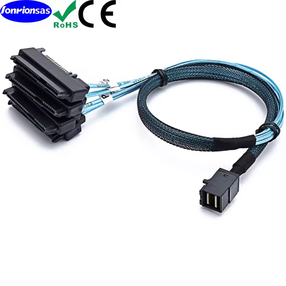 SFF-8643 to SFF-8482 x4 ケーブル