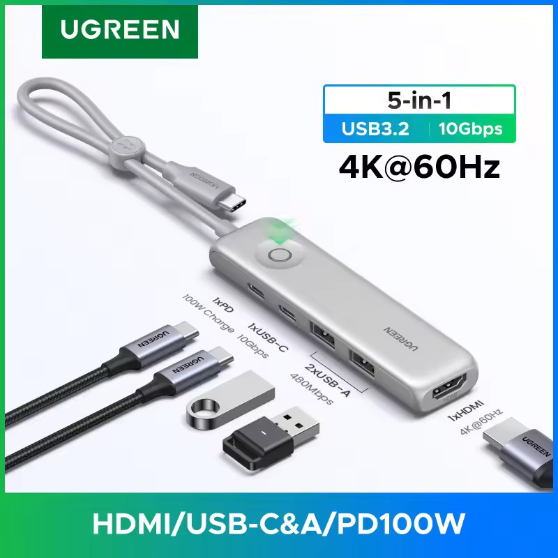 UGREEN 5-in-1 USB-C HUB USB3.2 Gen2 HDMI 4K 60Hz