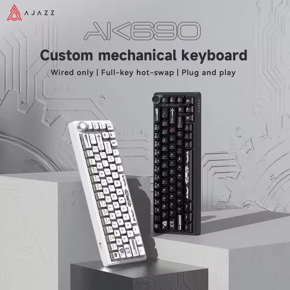 AJAZZ AK690 有線メカニカルキーボード ノブ付き