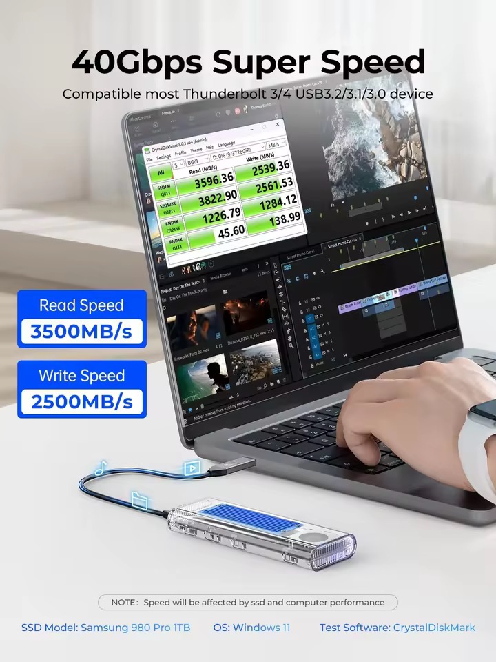 ORICO 40Gbps M.2 NVMe SSDケース ファン付き