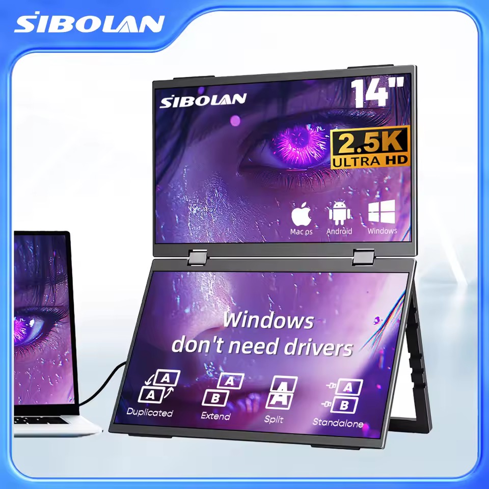 SIBOLAN 14インチ 2560x1600 デュアルポータブルモニタ