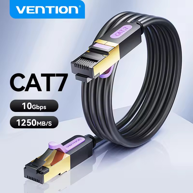 Vention CAT7 イーサネットケーブル Black Round 2m x2