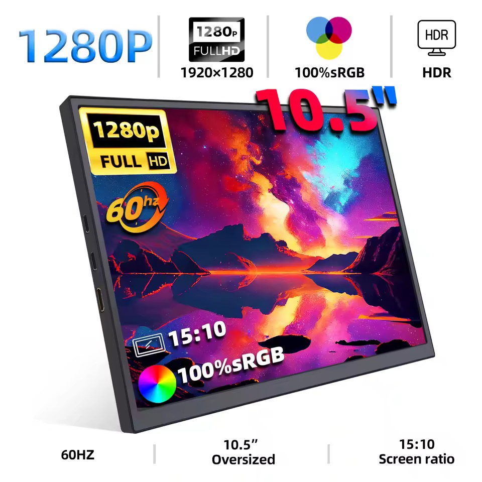 ZSUS 10.5インチ ポータブルモニター 1920x1280