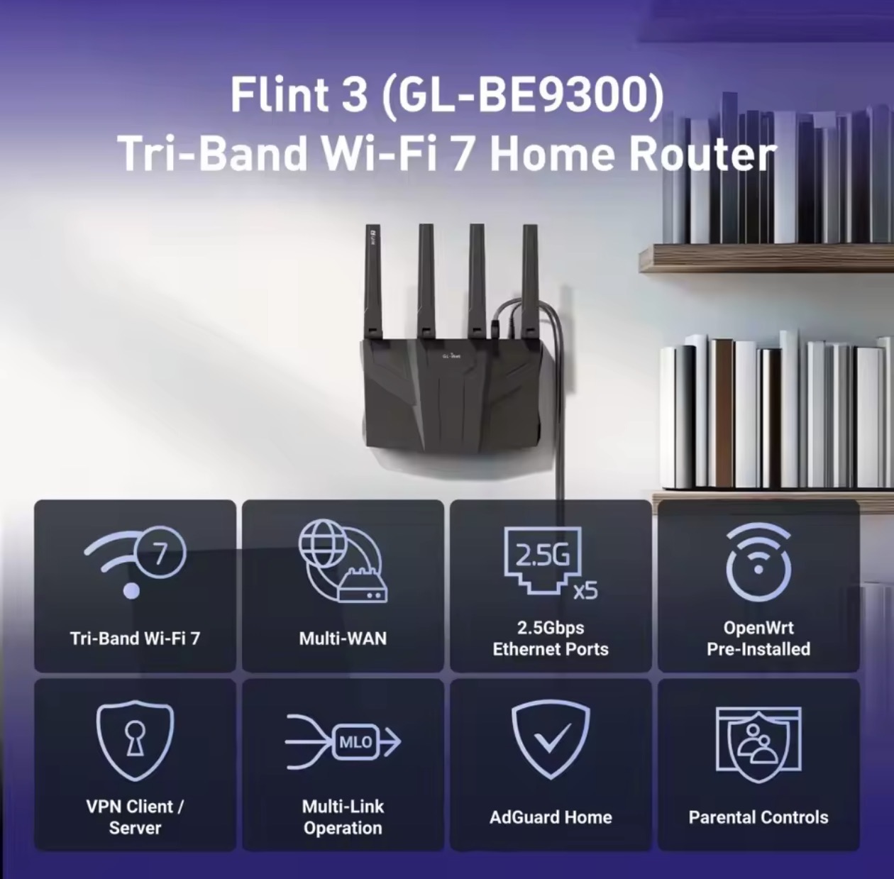 GL.iNet GL-BE9300 (Flint 3) トライバンドWiFi 7ルーター