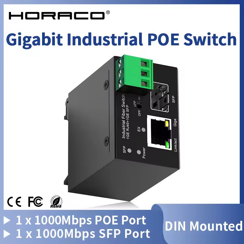 HORACO 産業用 PoE スイッチ 1Gbps RJ45 1Gbps SFP