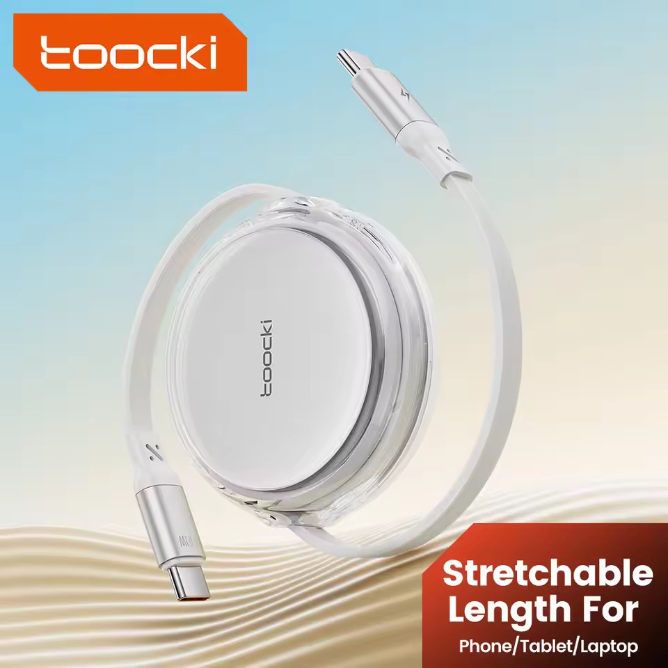 Toocki 巻取り式 100W USB Type-C ケーブル 1m x2
