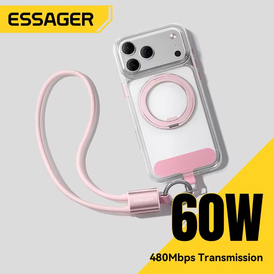Essager 60W USB Cケーブル 2 in 1 リストストラップ付き