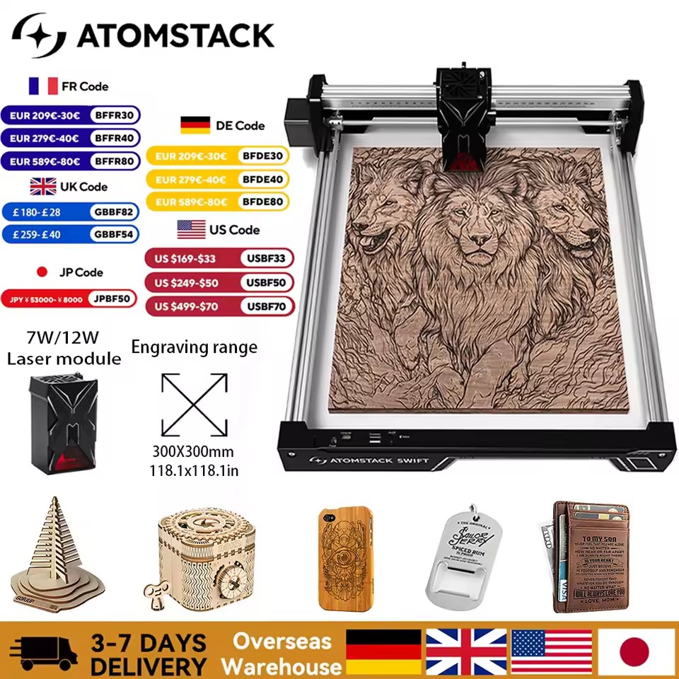 Atomstack 7W ミニポータブルレーザー彫刻機