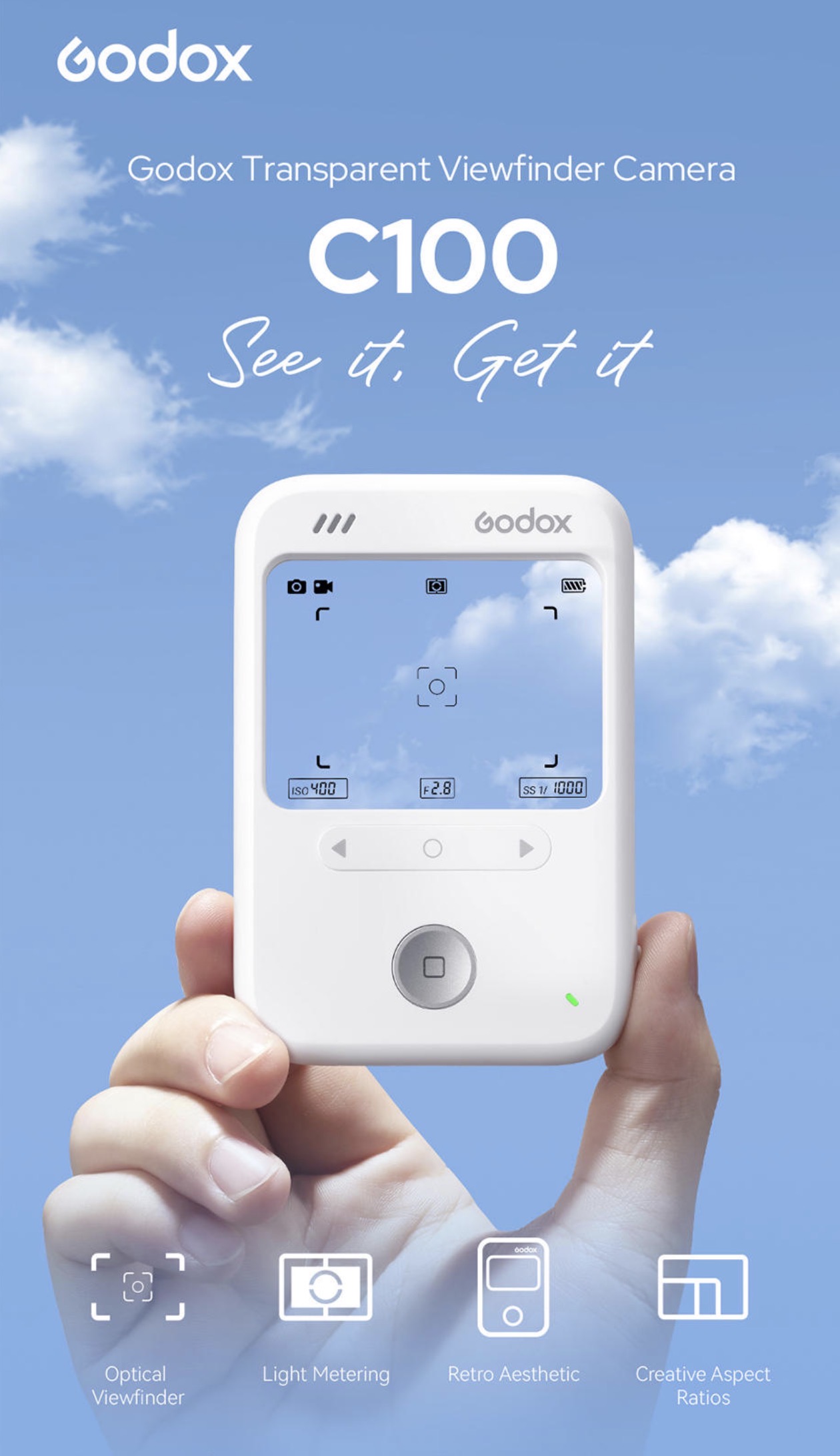 Godox C100 ポータブルミニ透明ビューカメラ