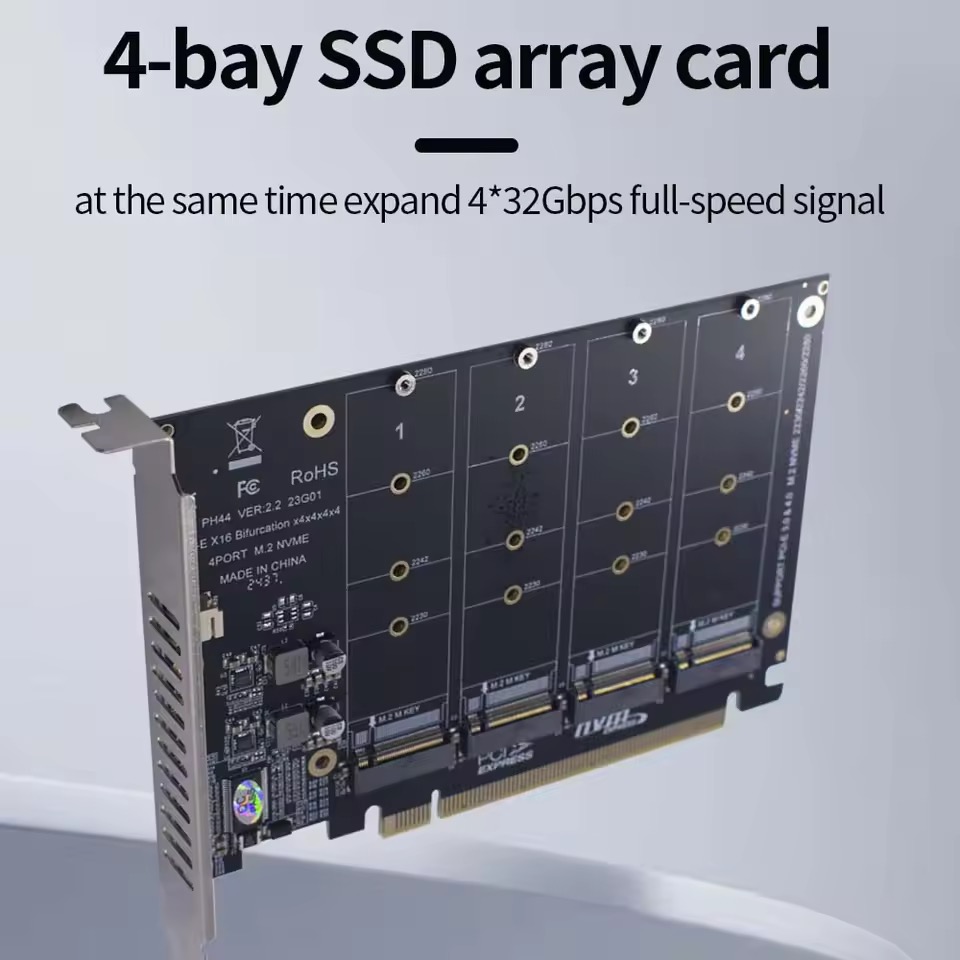 M.2 NVME SSD 4ポート - PCIE X16 アダプター PCIE 5.0
