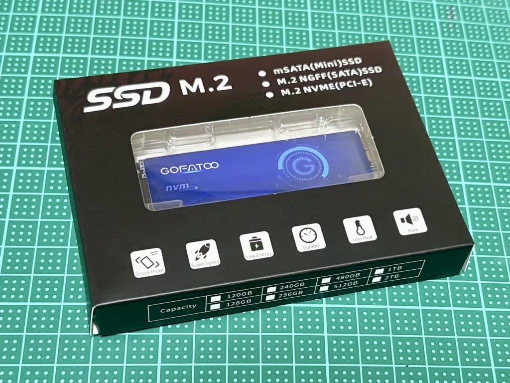 GOFATOO M.2 NVMe SSD 1TB のパッケージ